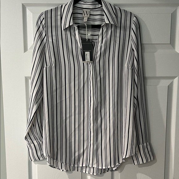 NEW Worthington Monochrome Striped Shirt Large Tall - Picture 1 of 10